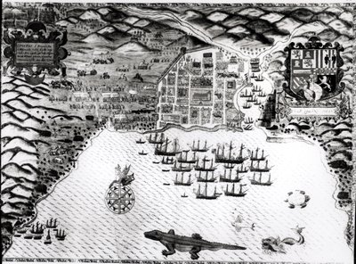 Santiago, Cape Verde, 1589 by Baptista Boazio